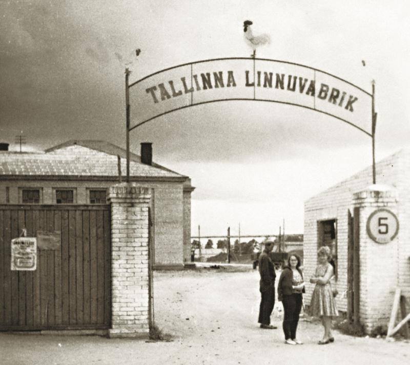 Tallinna Linnuvabriku värav – ajalooline foto inimestega värava ees